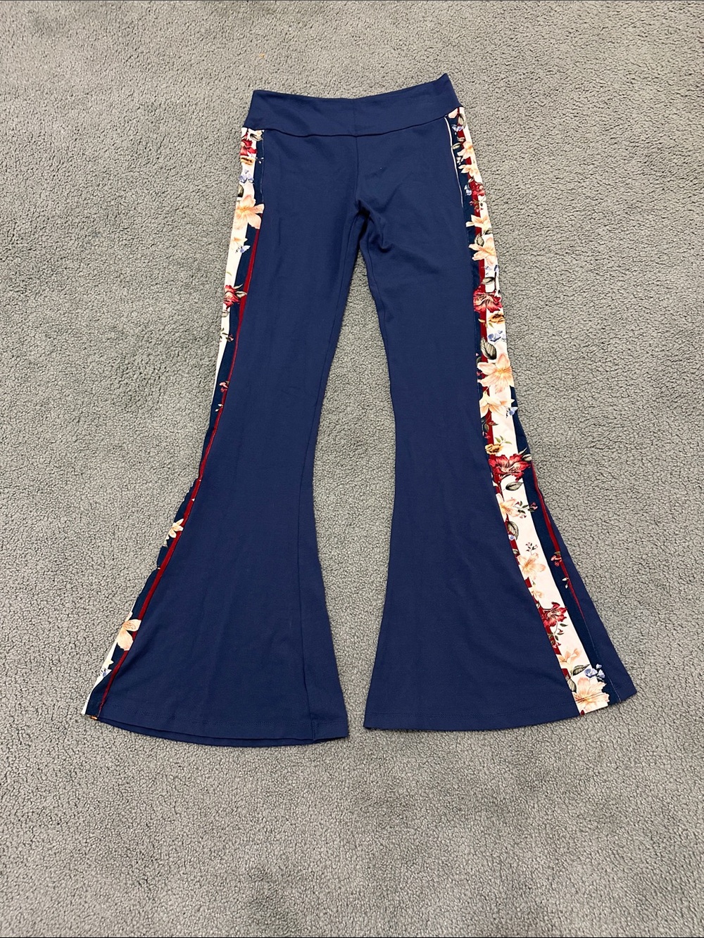 Farm Rio flare bell bottom viscose leggings pants floral stripe size large